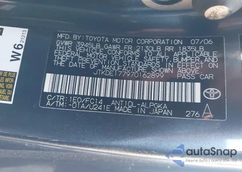 2007 Scion Tc из США, поврежденный, VIN JTKDE177970162899